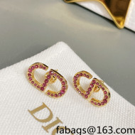 Dior Crystal CD Stud Earrings Pink 2022 040224