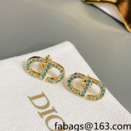 Dior Crystal CD Stud Earrings Blue 2022 040225