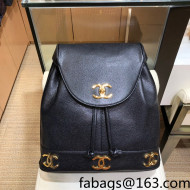 Chanel Vintage Grained Calfskin Backpack A06632 Black 2022