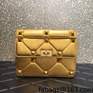 Valentino Large Roman Stud The Shoulder Bag in Metallic Grainy Leather 1129L Gold 2022
