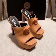 Versace Calfskin Platform Slide Sandals 14cm Orange 2022 031945