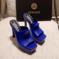 Versace Calfskin Platform Slide Sandals 14cm Blue 2022 031947