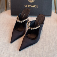 Versace Silk High Heel Mules 11cm Black 2022 031951
