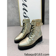 Balmain Quilted Calfskin B Buckle Ankle Boots Gold 2021 120427