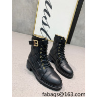 Balmain Quilted Calfskin B Buckle Ankle Boots Black 2021 120430