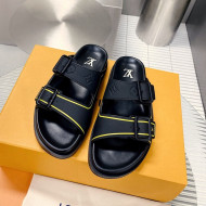 Louis Vuitton Men's LV Trainer Flat Slide Sandals Black 2022 030775