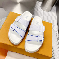 Louis Vuitton Men's LV Trainer Flat Slide Sandals White 2022 030776