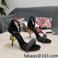 Dolce & Gabbana DG Calf Leather and Crystal High Heel Sandals Black 10.5cm 2022 