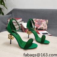 Dolce & Gabbana DG Calf Leather and Crystal High Heel Sandals Green 10.5cm 2022 