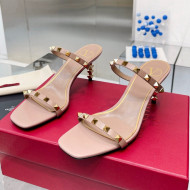 Valentino Rockstud Medium Slide Sandals 6.5cm Pink 2022 032840