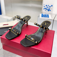 Valentino Rockstud Medium Slide Sandals 6.5cm Black 2022 032841