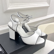 Chanel High Heel Chain Sandals 8.5cm White 2022 032818