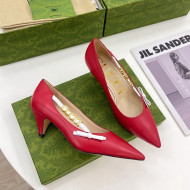 Gucci Leather Pumps 5.5cm with 'GUCCI' Bow Red 2022
