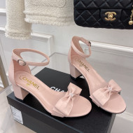 Chanel Meidum Heel Sandals with Bow 6cm Pink 2022 032822