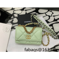 Chanel 19 Lambskin Wallet on Chain WOC AP0957 Green/Matte Silver/Light Gold/Aged Gold 2022  