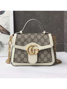 Gucci GG Canvas Mini Top Handle Bag 547260 White Leather 2019