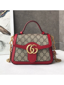 Gucci GG Canvas Mini Top Handle Bag 547260 Red Leather 2019