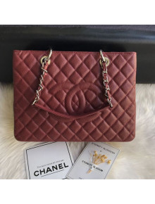 Chanel Grained Calfskin Grand Shopping Tote GST Bag Dark Brown/Silver
