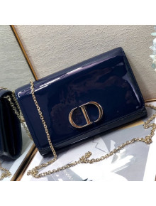 Dior 30 Montaigne CD Patent Calfskin Wallet on Chain WOC Navy Blue 2019