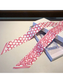 Chanel Quilting CC Print Silk Slim Bandeau Scarf 5x120cm Red 2020