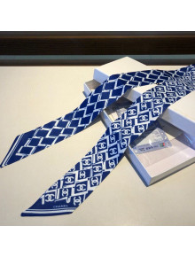 Chanel Quilting CC Print Silk Slim Bandeau Scarf 5x120cm Navy Blue 2020