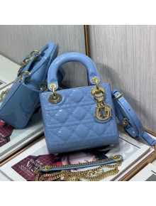 Dior Lady Dior Mini Bag in Cornflower Blue Patent Leather 2022 8203 53