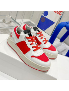 Jimmy Choo Lycra White Calfskin and Canvas Sneakers Red 2021 11669