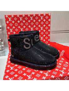 Louis Vuitton Supreme Crystal Wool Ankle Boots Black 2021 1117104