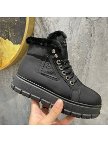 Prada Nylon and Wool Ankle Boots Black 2021 111852