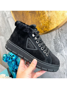 Prada Suede and Wool High-Top Sneakers Black 2021 111861