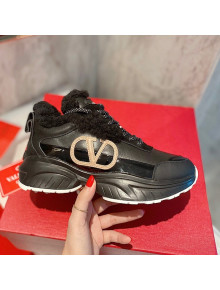 Valentino VLogo Leather and Wool Sneakers Black 2021 111897
