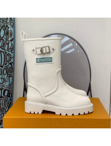 Louis Vuitton Territory Flat Leather Half Boots with Buckle White 2021 