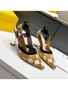 Fendi Colibri Karligraphy Slingback Pumps 8cm in Mesh and Embroidery Gold 2021 