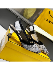 Fendi Colibri Karligraphy Slingback Pumps 6cm in Mesh and Embroidery Grey 2021 