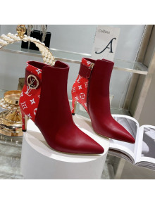 Louis Vuitton Afterglow Leather and Monogram Canvas Ankle Boots 9cm Red 2021