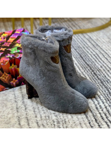 Louis Vuitton Silhouette Rabbit Fur Ankle Boots 9cm Grey 2021 