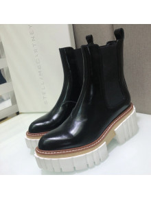 Stella McCartney Shiny Leather Platform Ankle Boots 7cm Black 2021 