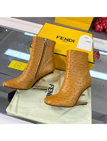 Fendi First Leather F Heel Ankle Boots 8cm Tan Brown 2021 111603