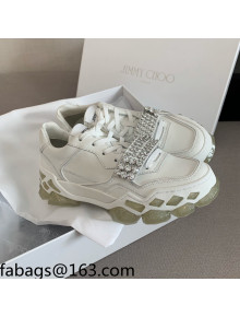 Jimmy Choo Leather Crystal Band Sneakers White 2021 