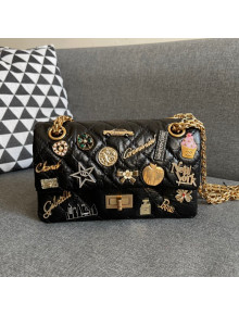 Chanel 2.55 Calfskin Mini Flap Bag with Emblem Charm Black 2021 