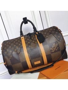 Louis Vuitton Keepall Bandoulière 50 Bag in Giant Damier Ebene and Monogram Canvas N403665 2021
