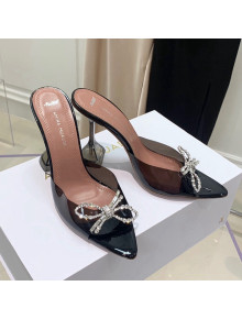 Amina Muaddi TPU Pointed Slide Sandals with Crystal Bow 9.5cm Black 2021 52
