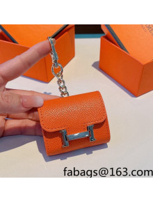 Hermes Grained Leather AirPods Pro Case Style 3 Orange 2021 122125