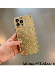 Louis Vuitton Monogram Embossed iPhone Case Gold 2021 122131