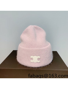 Celine Rabbit Fur Knit Hat Light Purple 2021 122112