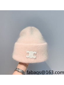 Celine Rabbit Fur Knit Hat Light Pink 2021 122109
