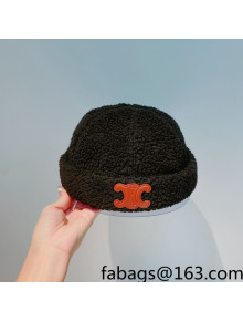 Celine Shearling Round Hat Black 2021 122116