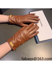Chanel Lambskin and Cashmere Gloves Brown 2021 122146
