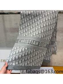 Dior Wool Cashmere Scarf 35x200cm Grey 2021 26