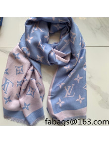 Louis Vuitton Monogram Wool Scarf 70x200cm Blue/Pink 2021 46